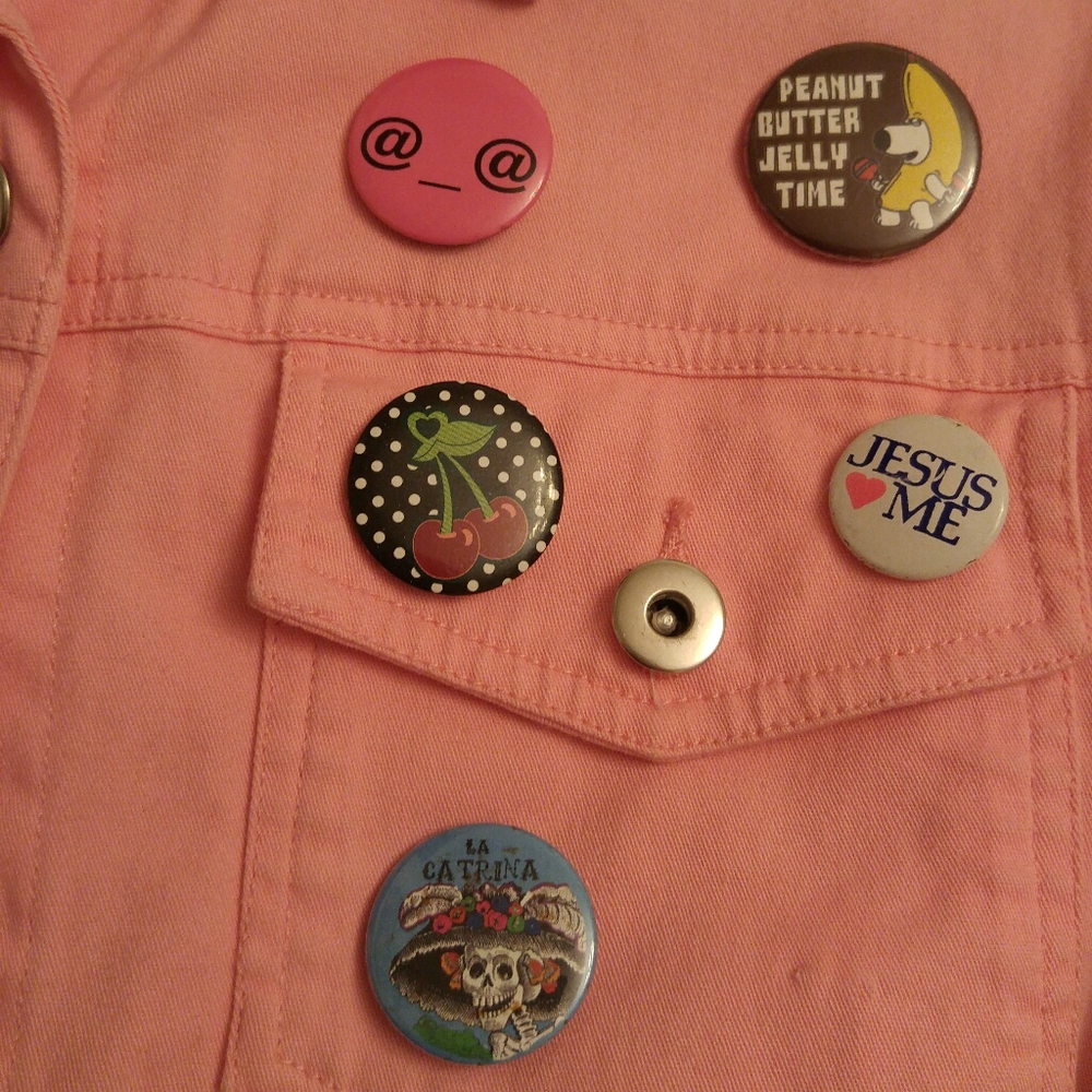 Women's Pink Denim Jacket with Buttons (Pictured) - Picture 8 of 8